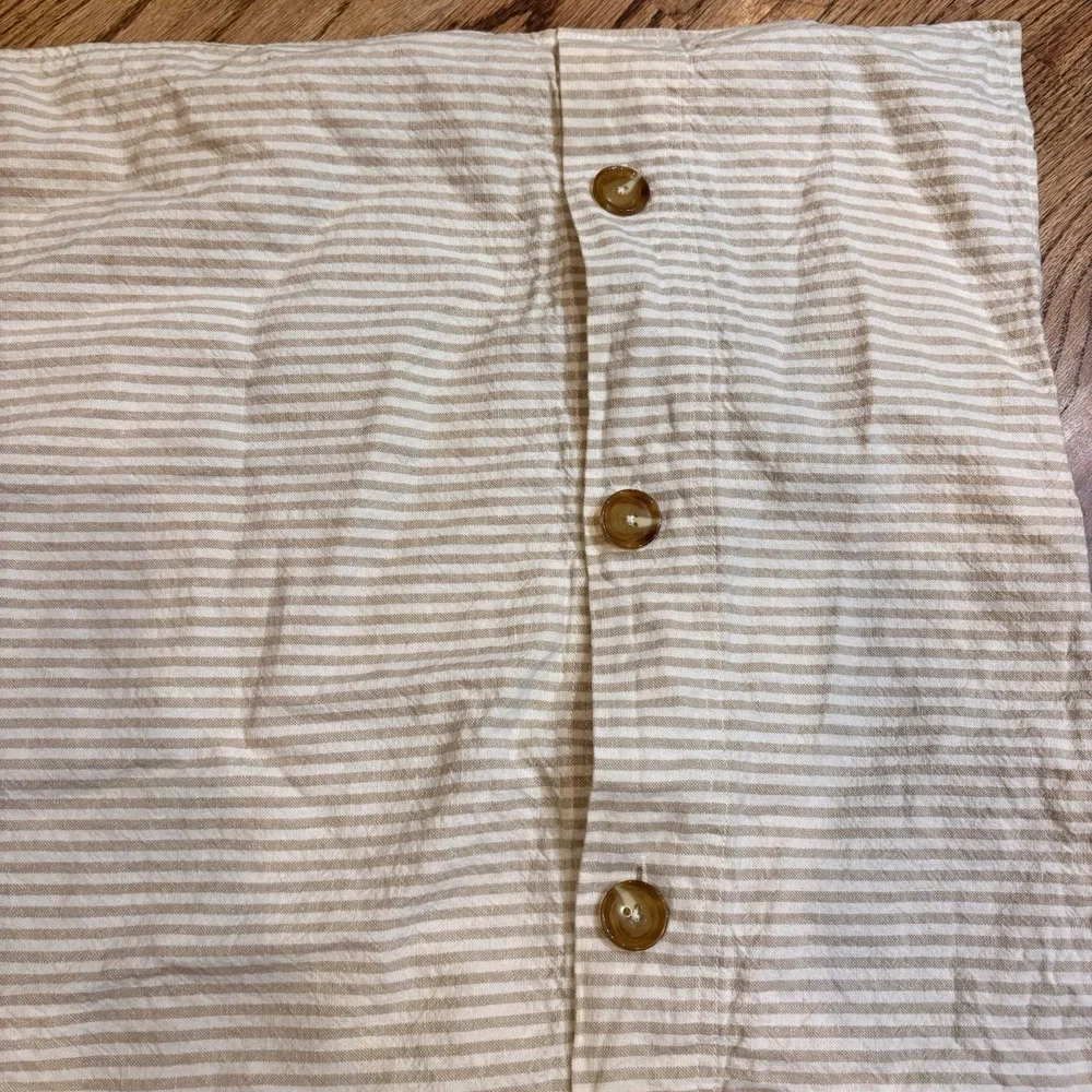 Pottery Barn Set of 2 Linen Cotton Stripe Pillow Shams 36x20 Beige Standard